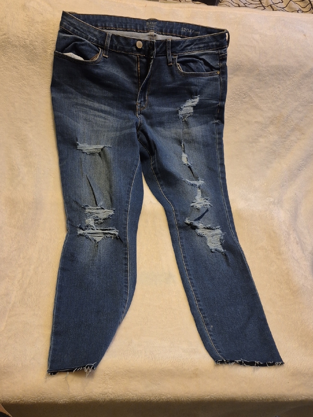 a.n.a Ripped Dark Blue Ankle Skinny Jeans